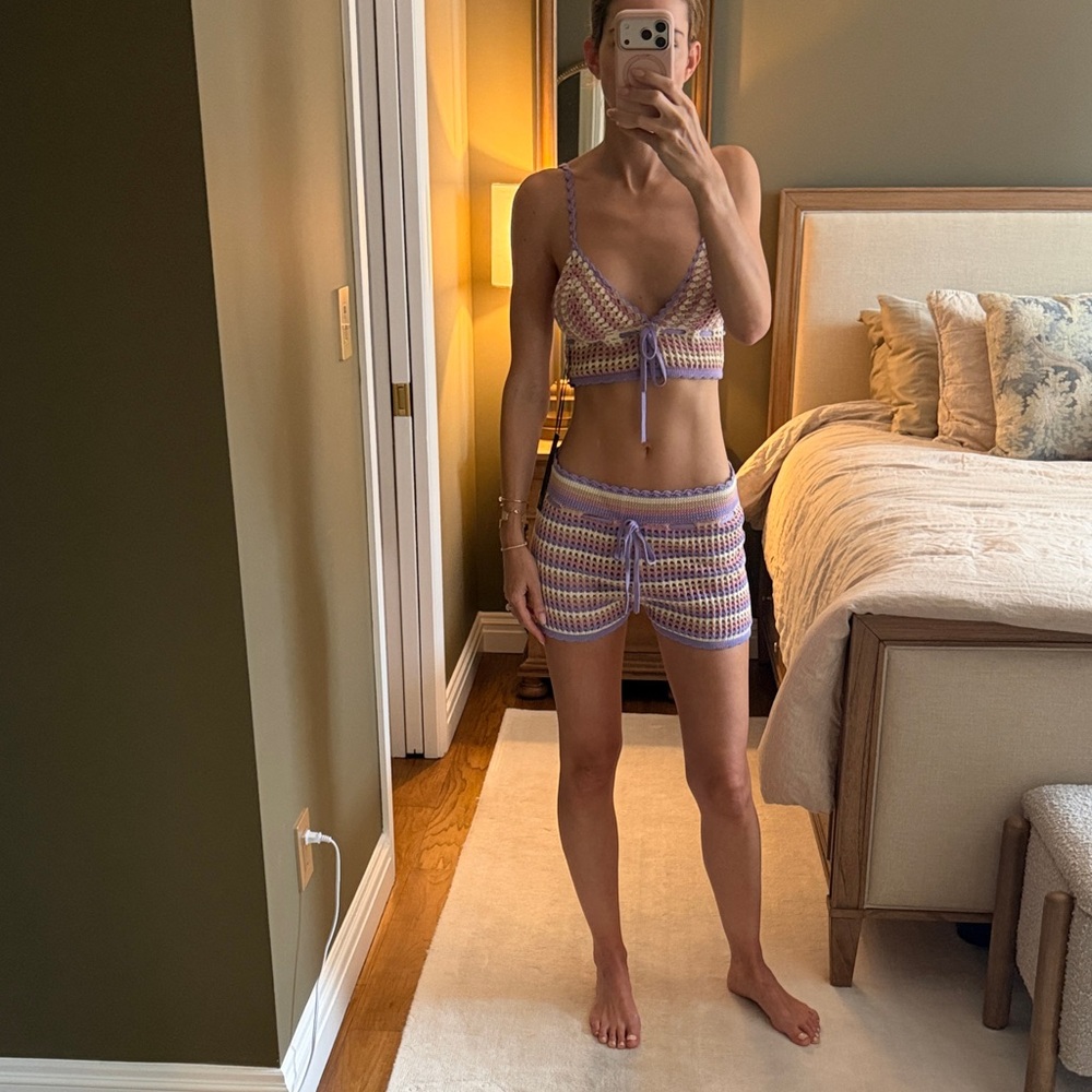BNWT House of Harlow x Revolve Crochet Bralette and Short Set (Size Small) - Picture 1 of 2